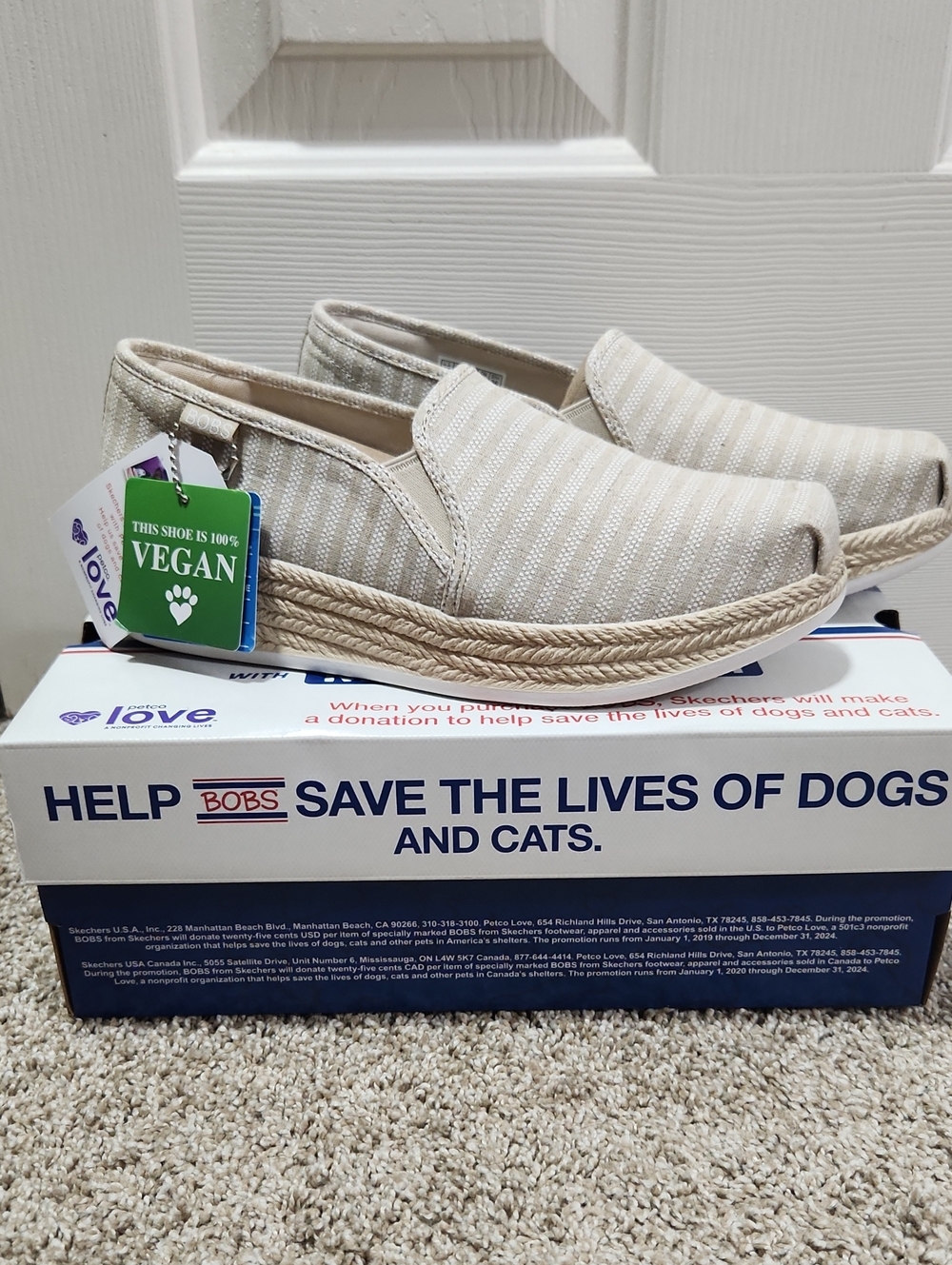 Women's Bobs From Sketchers Beige Stripe Slip-On Espadrille